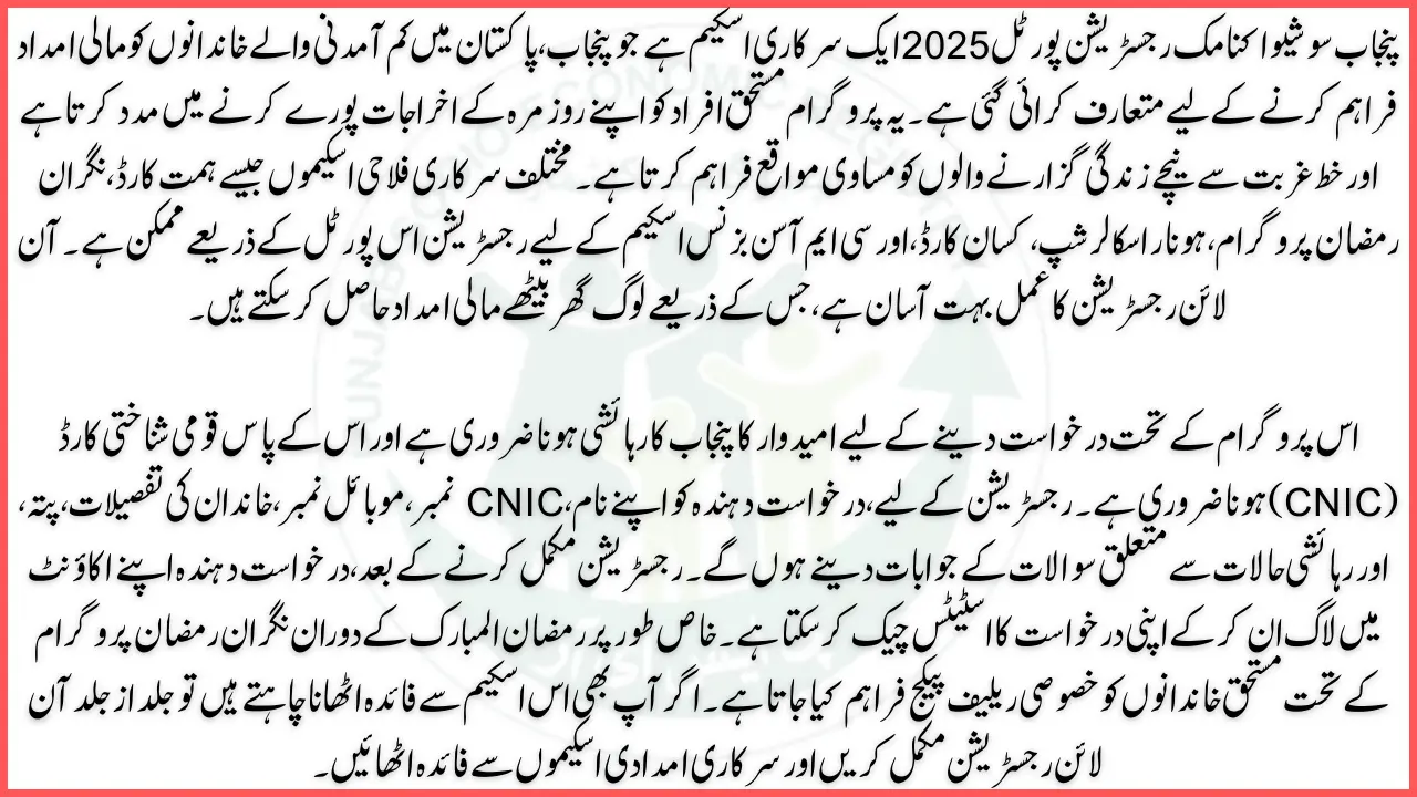 Punjab Socio-Economic Registration Portal 2025
